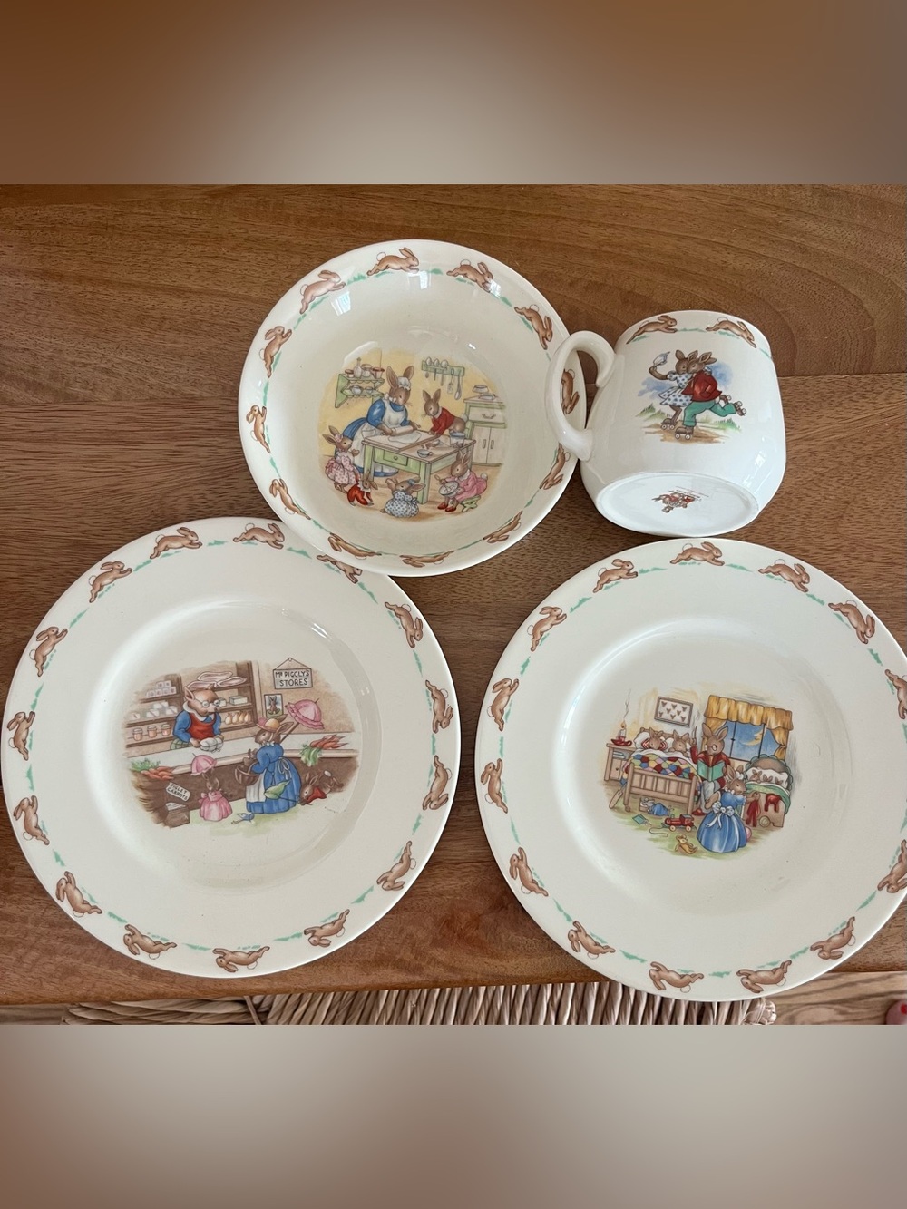 Vintage bunnykins royal doulton 4 piece whimsical rabbit cottagecore set